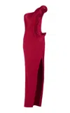 Gaurav Gupta The Molded Wave One-shoulder Crepe Gown In Fuchsia