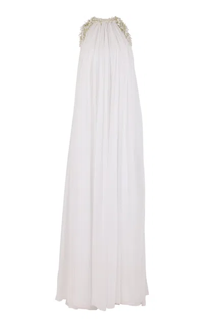 Gaurav Gupta The Pearl Embellished Silk-chiffon Waterfall Gown In Ivory
