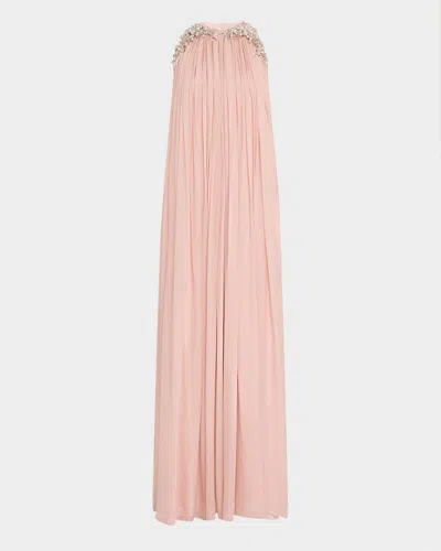 Gaurav Gupta The Pearl Waterfall Embellished Silk Gown In Petal Pink With White