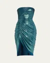 Gaurav Gupta The Reflection Jersey Draped Strapless Dress In Teal