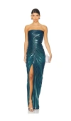 Gaurav Gupta The Reflection Jersey Gown In Teal