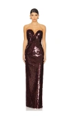 Gaurav Gupta The Sequin Sculpted Column Gown In Wine
