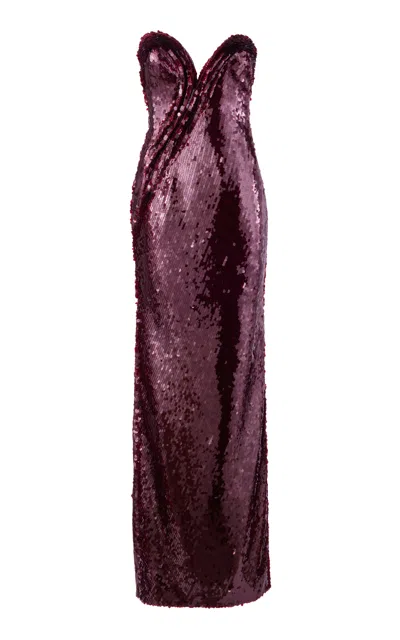 Gaurav Gupta The Sequin Sculpted Gown In Burgundy