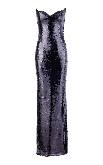 Gaurav Gupta The Sequin Strapless Column Gown In Black