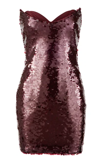 Gaurav Gupta The Sequin Strapless Mini Dress In Red