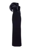 Gaurav Gupta The Wave Ruffled Crepe Column Gown In Black