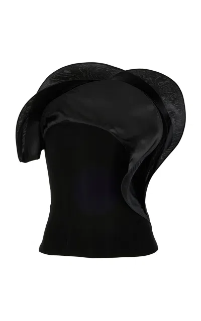 Gaurav Gupta The Wave Ruffled Crepe Top In Black