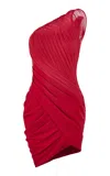 Gaurav Gupta One-shoulder Structured Drape Mini Dress In Fuchsia
