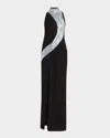 Gaurav Gupta Wave Crystal Embroidered Slit Gown In Black With Comet Blue