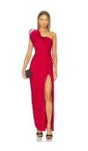 Gaurav Gupta X Revolve Draped Ruffle Gown In Red