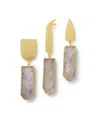 Gauri Kohli Brittany Rose Quartz Cheese Knives, Set Of 3 In Pink