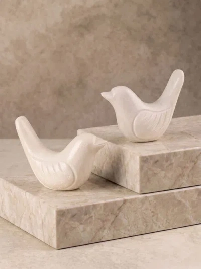 Gauri Kohli Coco & Charlie Marble Bird Objects In White