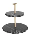 Gauri Kohli Concorde Black Marble Two-tier Cake Stand In Black
