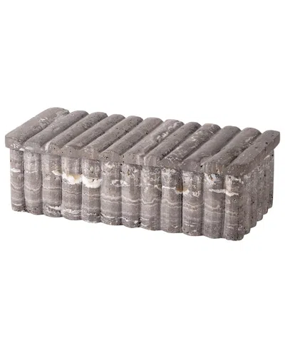 Gauri Kohli Cuba Travertine Decorative Box In Brown