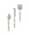 Gauri Kohli Derby Cheese Knives, Set Of 3 In White/matte Steel