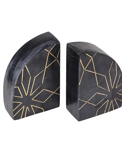 Gauri Kohli Enchant Black Marble Bookends, Set Of 2