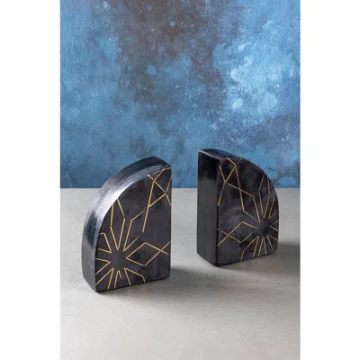 Gauri Kohli Enchant Marble Bookends In Black
