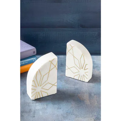 Gauri Kohli Enchant Marble Bookends In White