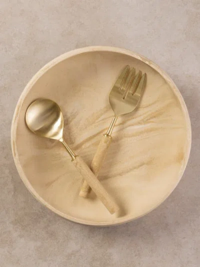 Gauri Kohli Florence Salad Bowl And Servers In Sand