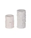 Gauri Kohli Flores Marble Taper Candle Holder, Set Of 2 In Shades Of White