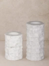 Gauri Kohli Flores Marble Taper Candle Holder, Set Of 2 In White