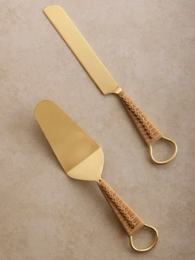 Gauri Kohli Helsinki Cake Servers, Set Of 2 In Gold