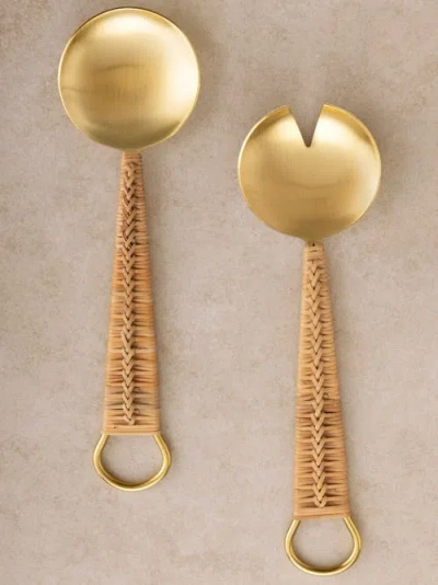 Gauri Kohli Helsinki Salad Servers, Set Of 2 In Gold