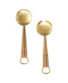 Gauri Kohli Helsinki Salad Servers, Set Of 2 In Pine Brown/matte Gold