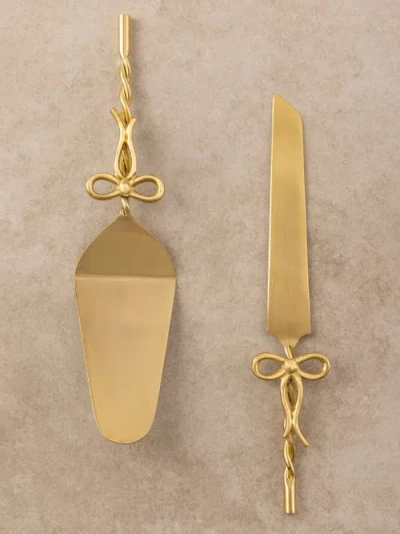 Gauri Kohli Imperial Cake Servers In Gold