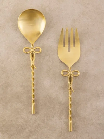 Gauri Kohli Imperial Salad Servers In Gold