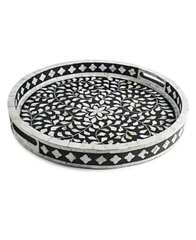 Gauri Kohli Jodhpur Mother Of Cultivated Pearl Decorative Tray, 18 In Black