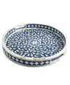 Gauri Kohli Jodhpur Mother Of Cultivated Pearl Decorative Tray, 18 In Blue