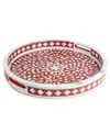 Gauri Kohli Jodhpur Mother Of Cultivated Pearl Decorative Tray, 18 In Burgundy