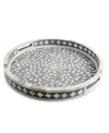 Gauri Kohli Jodhpur Mother Of Cultivated Pearl Decorative Tray, 18 In Gray