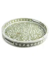 Gauri Kohli Jodhpur Mother Of Cultivated Pearl Decorative Tray, 18 In Green