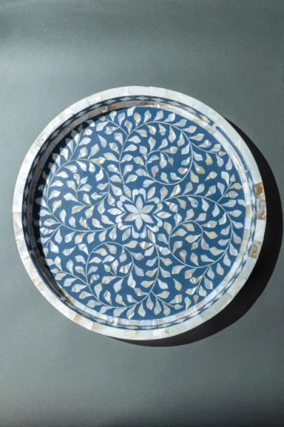 Gauri Kohli Jodhpur Round Tray In Blue