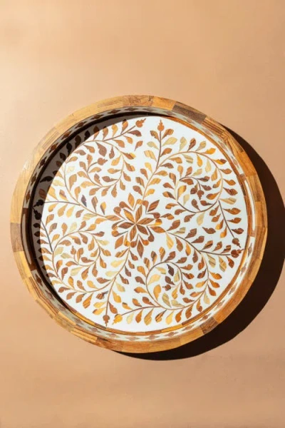 Gauri Kohli Jodhpur Round Tray In Brown
