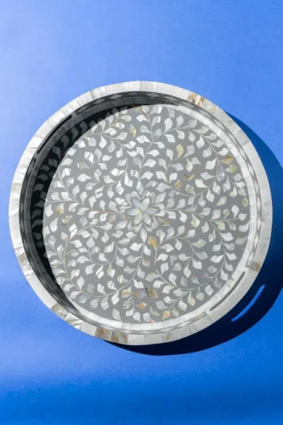 Gauri Kohli Jodhpur Round Tray In Gray