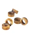 Gauri Kohli Kampai Napkin Rings, Set Of 6 In Shades Of Brown