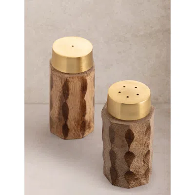 Gauri Kohli Macello Salt & Pepper Shakers In Brown