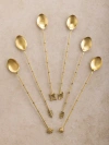 Gauri Kohli Magnolia Cocktail Stirrers, Set Of 6 In Gold