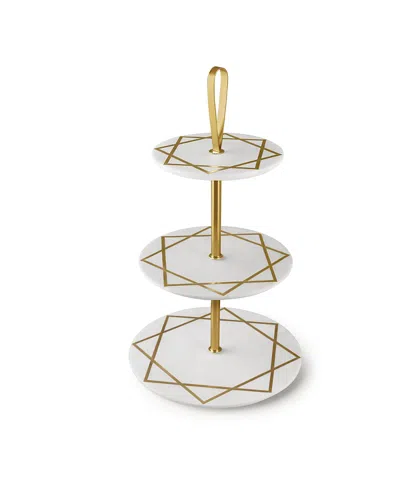Gauri Kohli Marbella Three Tier Marble Cake Stand In White