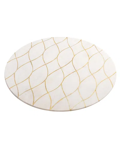 Gauri Kohli Miranda Marble Lazy Susan 16 In White