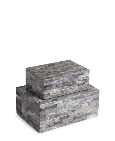 Gauri Kohli Monaco Gray Decorative Boxes, Set Of 2 In Grey