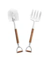 Gauri Kohli Narvik Salad Servers, Set Of 2 In Brown/shiny Steel