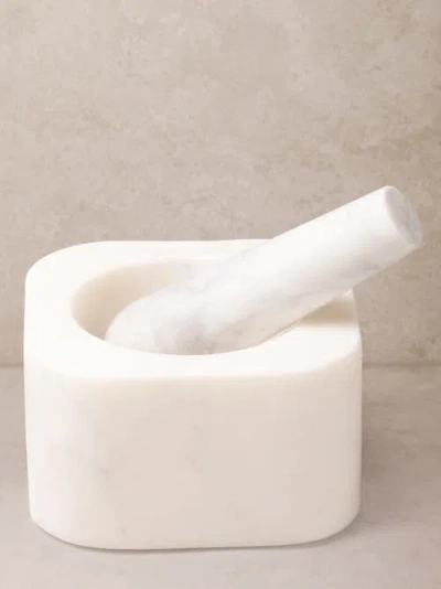 Gauri Kohli Noble Marble Mortar And Pestle In White