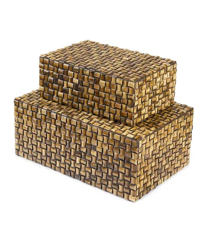 Gauri Kohli Nomad Decorative Boxes, Set Of 2 In Brown