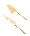 Gauri Kohli Oslo Cake Servers, Set Of 2 In Shiny Gold