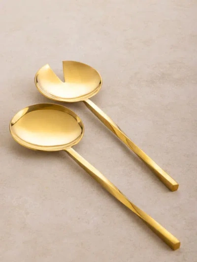 Gauri Kohli Oslo Salad Servers, Set Of 2 In Gold