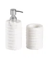 Gauri Kohli Raavi Marble Lotion Dispenser & Tumbler Set In White